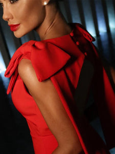 Red Bow Backless Dress