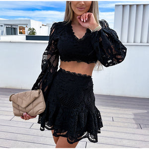 Sexy Lace Embroidery 2Pcs Skirt Set - Veira Trending Shop