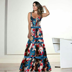 Retro Floral Print Maxi Dress - Veira Trending Shop