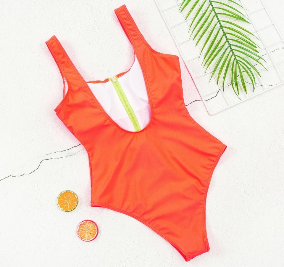 Sexy Zipper One Piece Swimsuit