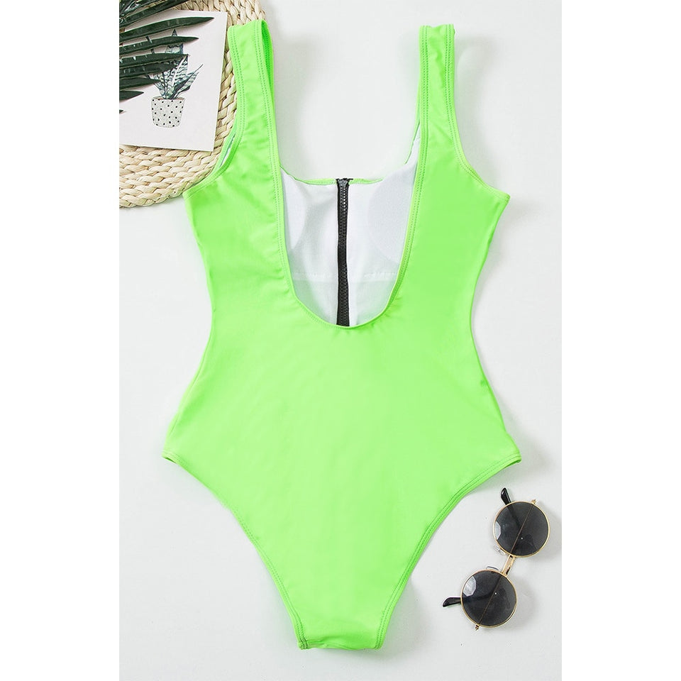 Sexy Zipper One Piece Swimsuit
