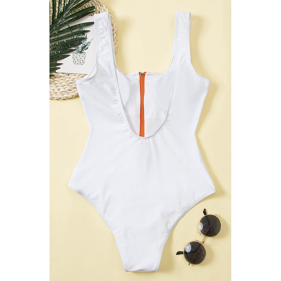Sexy Zipper One Piece Swimsuit