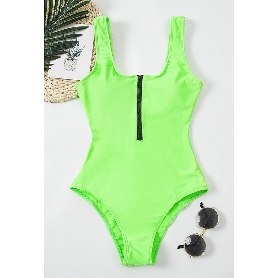Sexy Zipper One Piece Swimsuit