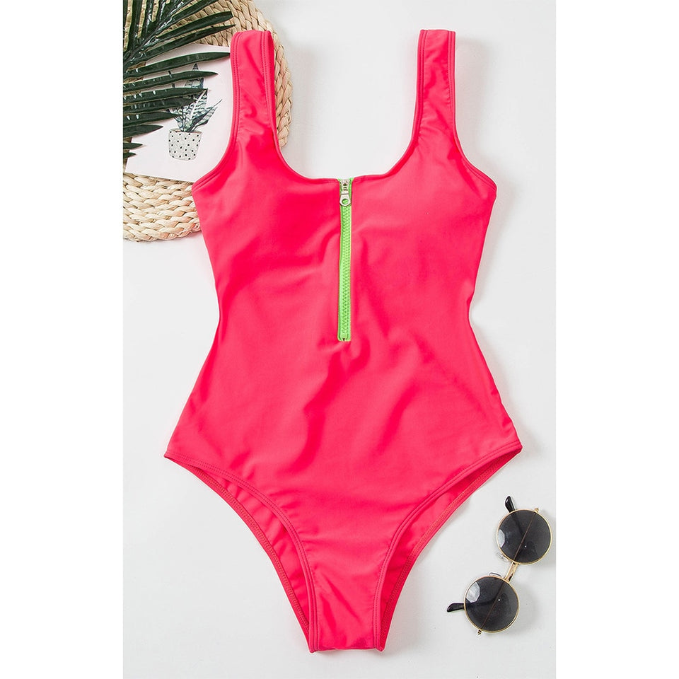 Sexy Zipper One Piece Swimsuit