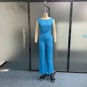 Casual Sleeveless 2Pcs Pants Set