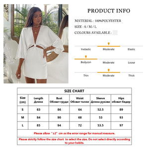 Summer V-Neck White Satin Dress