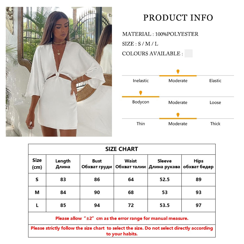 Summer V-Neck White Satin Dress