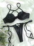 Pleated Shiny Bikini Set