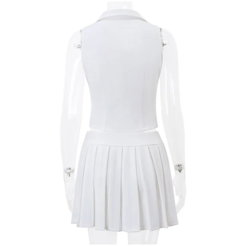 Single-Breasted Vest 2 Piece Skirt Set