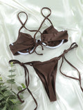 Pleated Shiny Bikini Set