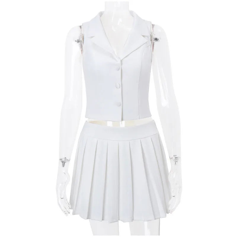 Single-Breasted Vest 2 Piece Skirt Set