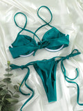 Pleated Shiny Bikini Set