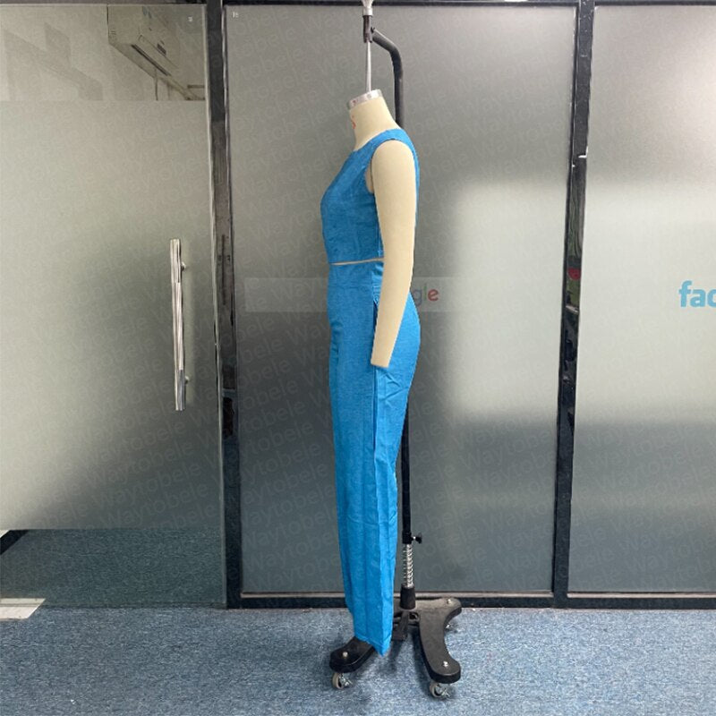 Casual Sleeveless 2Pcs Pants Set