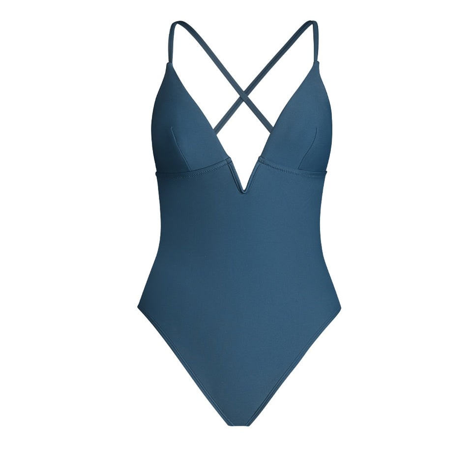 V-Wire Cross Back One-piece Swimsuit