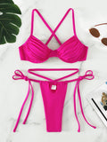 Pleated Shiny Bikini Set