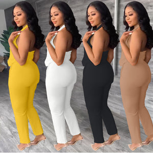 Halter Neck Top 2Pcs Pants Set