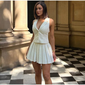 Single-Breasted Vest 2 Piece Skirt Set