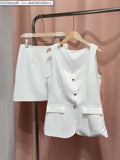 Single-Breasted Vest 2 Piece Skirt Set