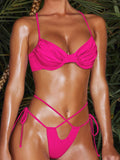 Pleated Shiny Bikini Set
