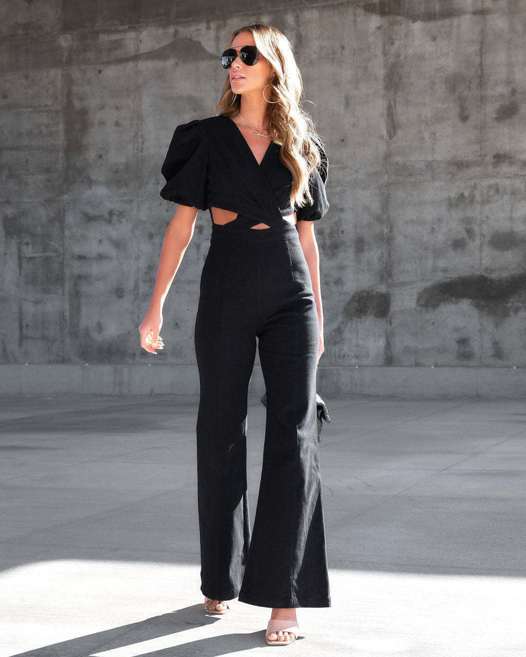 Cutout Wide Legs Jumpsuit - Veira Trending Shop