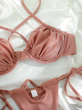 Pleated Shiny Bikini Set