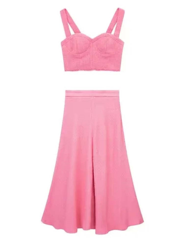Pink Maxi Skirt  2Pcs Set