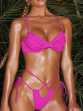 Pleated Shiny Bikini Set