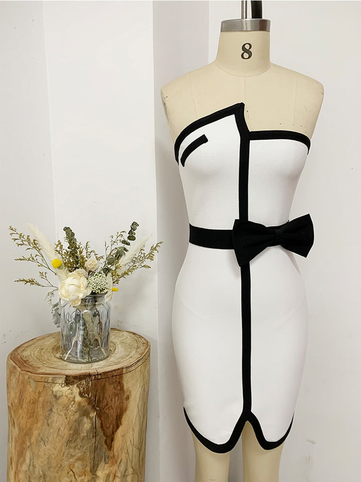 Patchwork Mini Bandage Dress - Veira Trending Shop