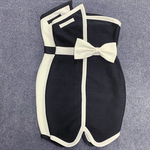 Patchwork Mini Bandage Dress - Veira Trending Shop