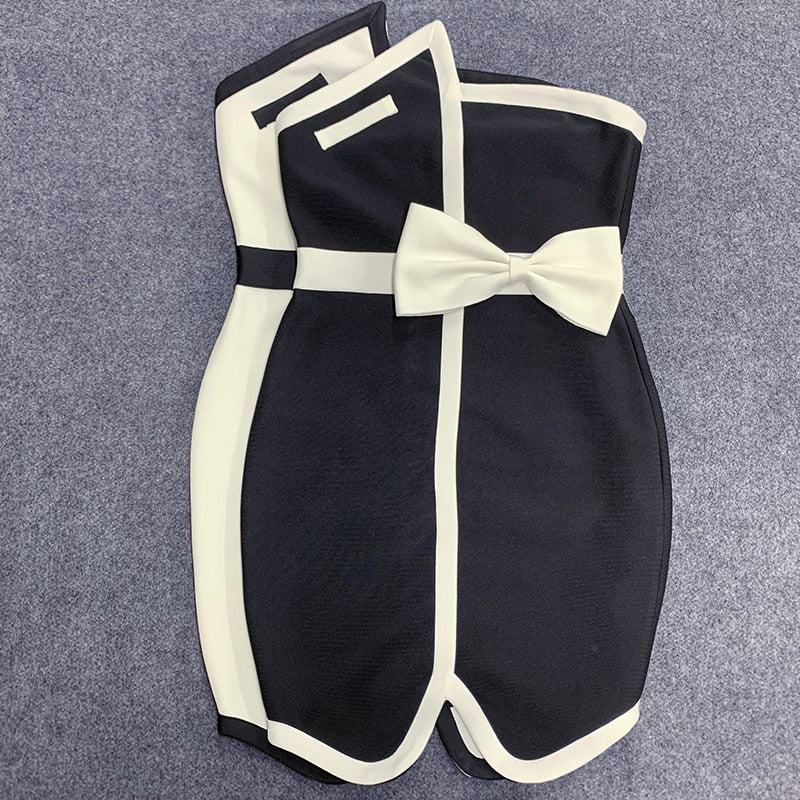 Patchwork Mini Bandage Dress - Veira Trending Shop
