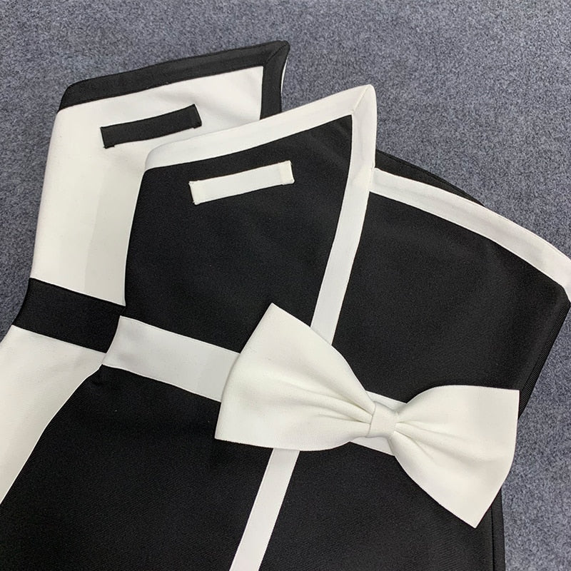 Patchwork Mini Bandage Dress - Veira Trending Shop