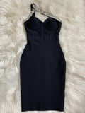 One Shoulder Sparkly Beading Bandage Dress - Veira Trending Shop