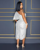 Sequined Draped Midi Dress - Veira Trending Shop