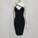 One Shoulder Sparkly Beading Bandage Dress - Veira Trending Shop