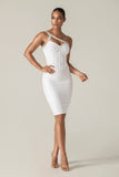 One Shoulder Sparkly Beading Bandage Dress - Veira Trending Shop
