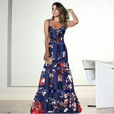 Retro Floral Print Maxi Dress - Veira Trending Shop