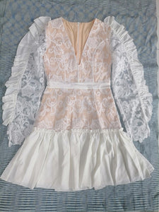 Mesh Embroidered White Dress - Veira Trending Shop