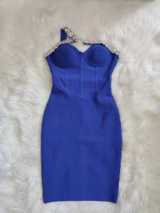 One Shoulder Sparkly Beading Bandage Dress - Veira Trending Shop