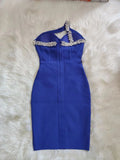 One Shoulder Sparkly Beading Bandage Dress - Veira Trending Shop
