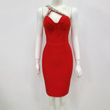 One Shoulder Sparkly Beading Bandage Dress - Veira Trending Shop