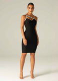 One Shoulder Sparkly Beading Bandage Dress - Veira Trending Shop