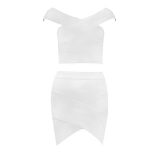 Off Shoulder 2 Pieces Bandage Set - Veira Trending Shop
