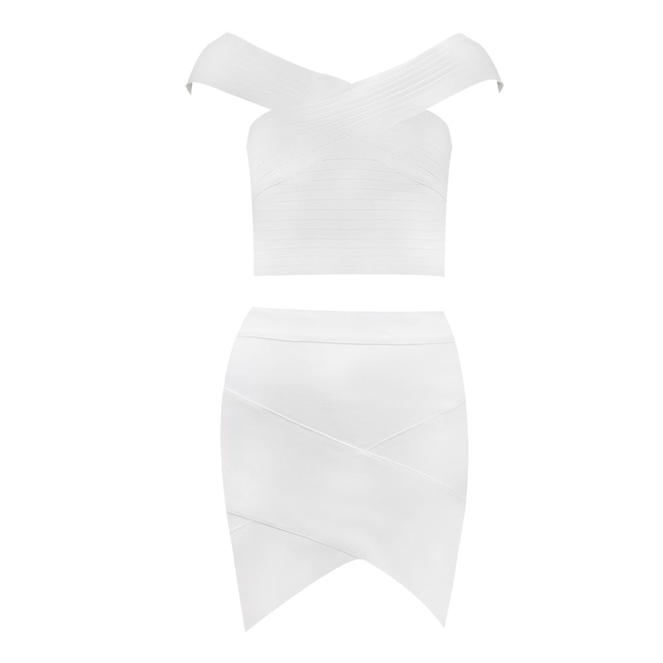 Off Shoulder 2 Pieces Bandage Set - Veira Trending Shop