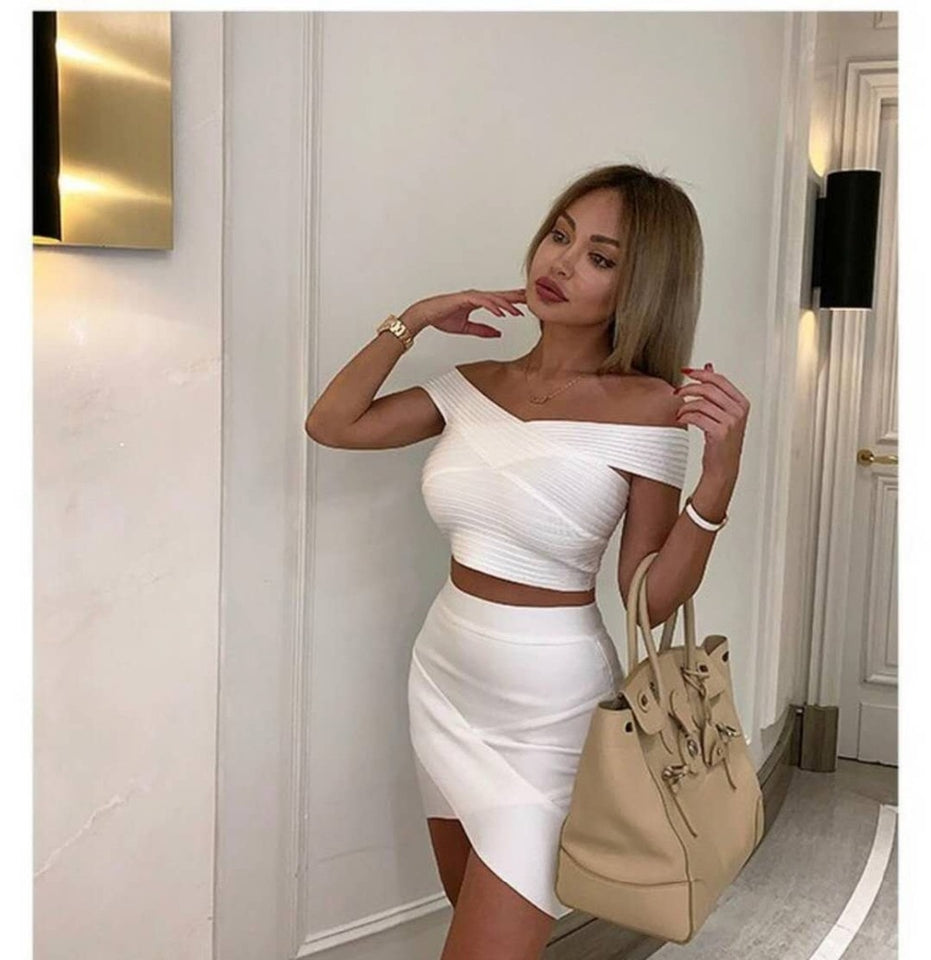 Off Shoulder 2 Pieces Bandage Set - Veira Trending Shop