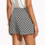Black and White Mid Waist Shorts - Veira Trending Shop
