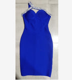 One Shoulder Sparkly Beading Bandage Dress - Veira Trending Shop