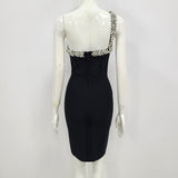One Shoulder Sparkly Beading Bandage Dress - Veira Trending Shop