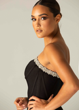 One Shoulder Sparkly Beading Bandage Dress - Veira Trending Shop