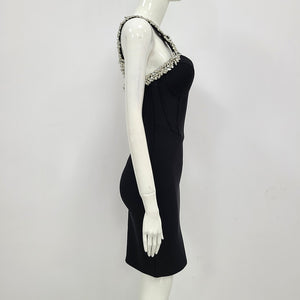 One Shoulder Sparkly Beading Bandage Dress - Veira Trending Shop