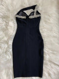 One Shoulder Sparkly Beading Bandage Dress - Veira Trending Shop